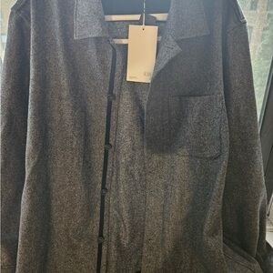 COS Gray Lightweight Shirt Jacket with Modern Texture